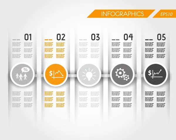 Orangefarbene Timeline mit Geschäftsring-Symbolen — Stockvektor