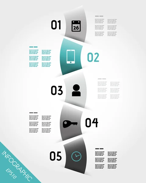 Onda infográfica turquesa con iconos — Archivo Imágenes Vectoriales