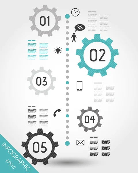 Turquoise timeline with mobile icons — Stock Vector