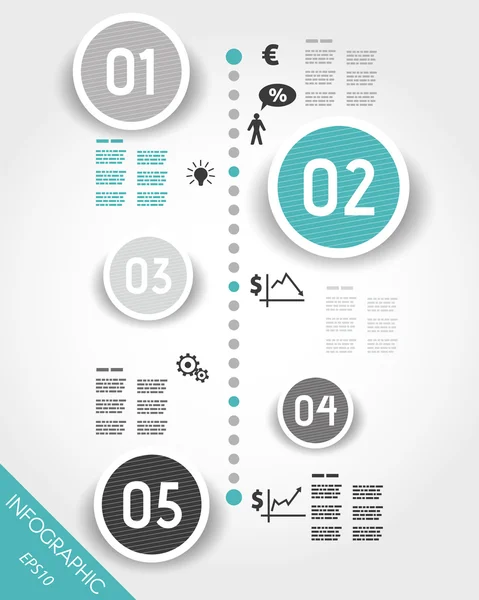 Timeline turquoise avec des icônes d'affaires — Image vectorielle