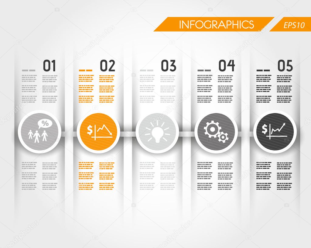 orange timeline with business ring icons