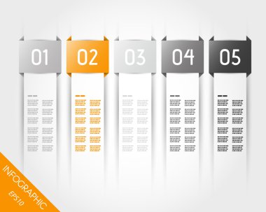 portakal transpatrent beş dikdörtgen Infographic çıkartmaları