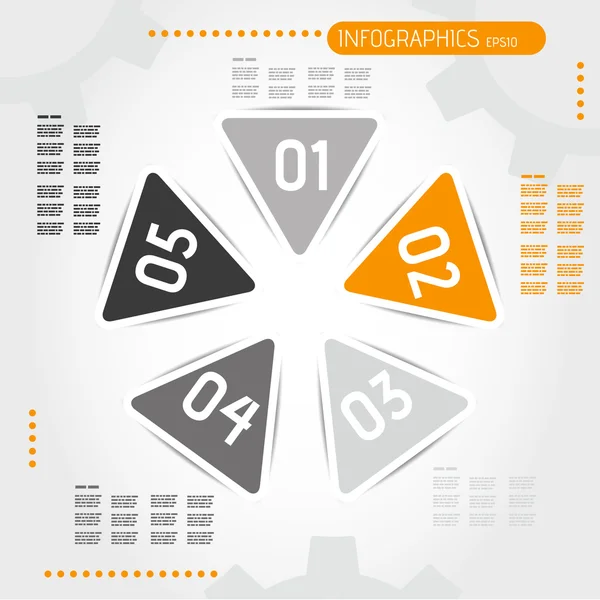 Anello infografico triangolare arancione — Vettoriale Stock