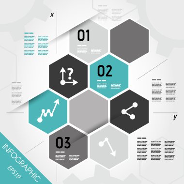 Turkuaz Infographic altıgenler ekseni ile
