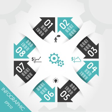 Turkuaz Infographic öğesi ile sekiz okları