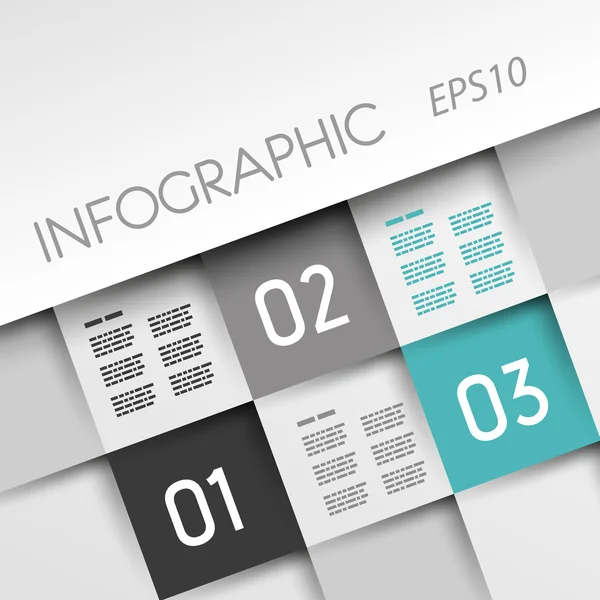 Turguoise infografía cuadrada con tres opciones — Archivo Imágenes Vectoriales