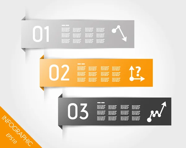 Laranja três adesivos infográficos — Vetor de Stock