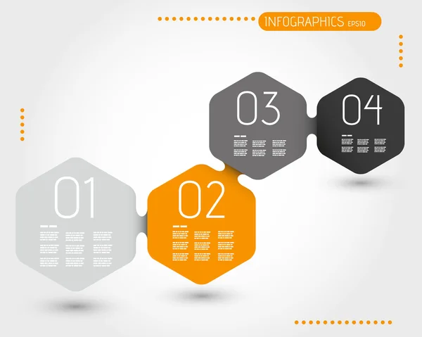 Oranje driehoekige infographic stickers met knoppen en pictogrammen — Stockvector