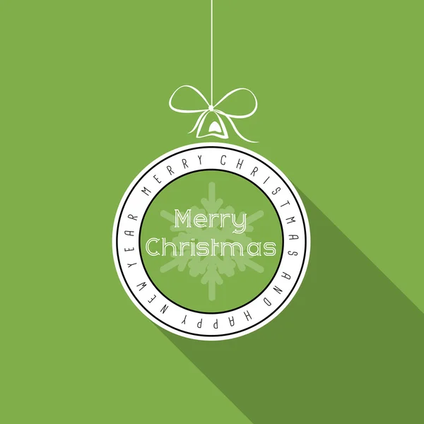 Grön platta typografiska öppet jul boll med snöflinga — Stock vektor
