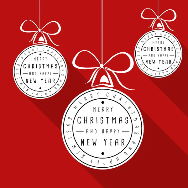 Červené ploché typografické vánoční přání — Stockový vektor