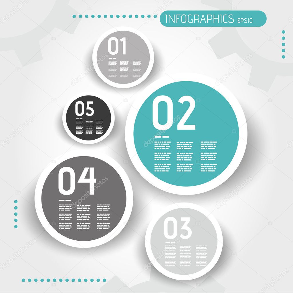 turquoise circle infographic buttons with numbers