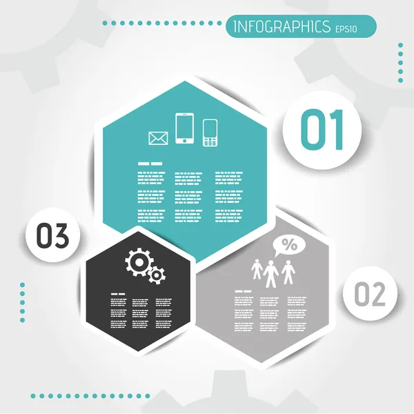 Plantilla de infografía hexagonal turquesa con botones — Archivo Imágenes Vectoriales