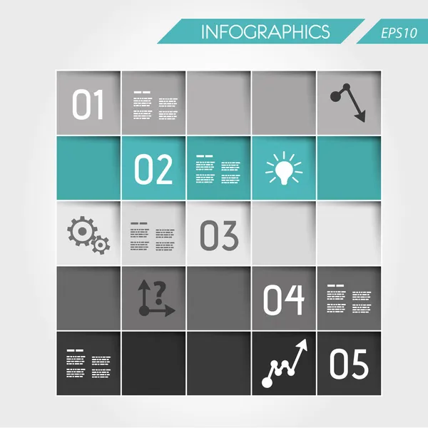 Cuadrado de infografía turquesa de cuadrados — Vector de stock