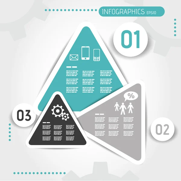 Modèle infographique triangulaire turquoise avec boutons — Image vectorielle