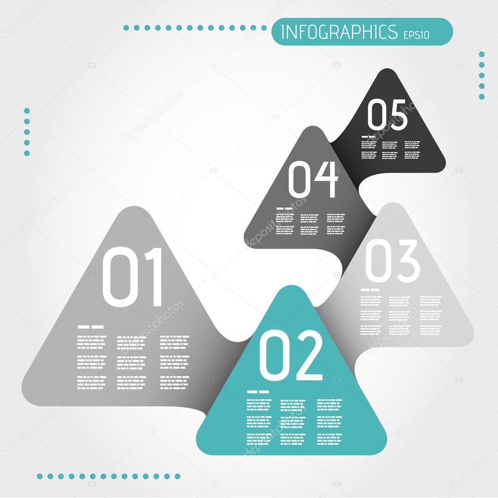 turquoise rounded infographic triangles