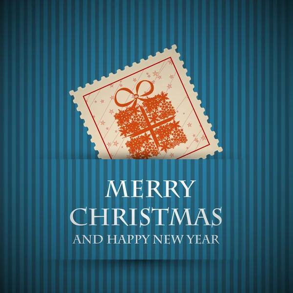 Timbre bleu carte de Noël — Image vectorielle
