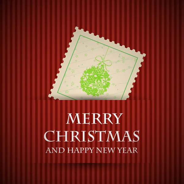Sello rojo tarjeta de Navidad — Archivo Imágenes Vectoriales