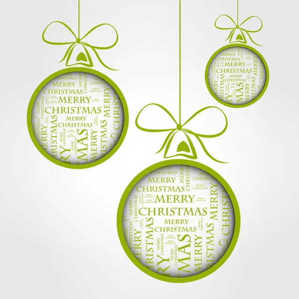 绿色圣诞快乐圣诞文本球 — 图库矢量图片