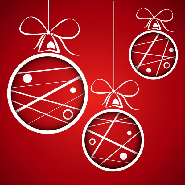 Rojo punteado garabateado bolas de Navidad — Vector de stock