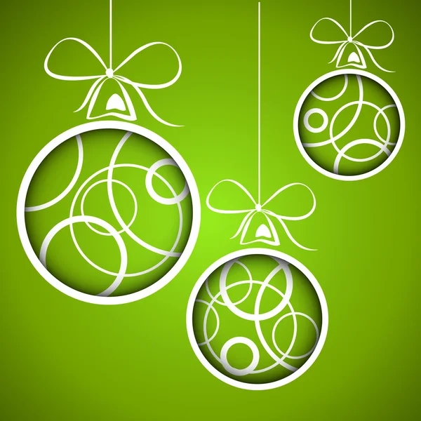 Verde círculo blanco bolas de Navidad — Vector de stock