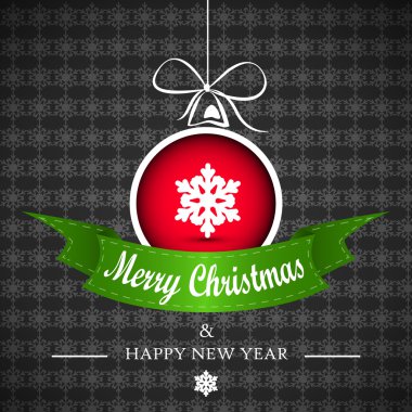 siyah yeşil kış kar tanesi ve şerit arka plan