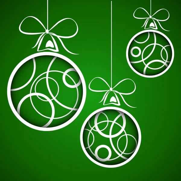 Donkere groene witte cirkel kerstballen — Stockvector