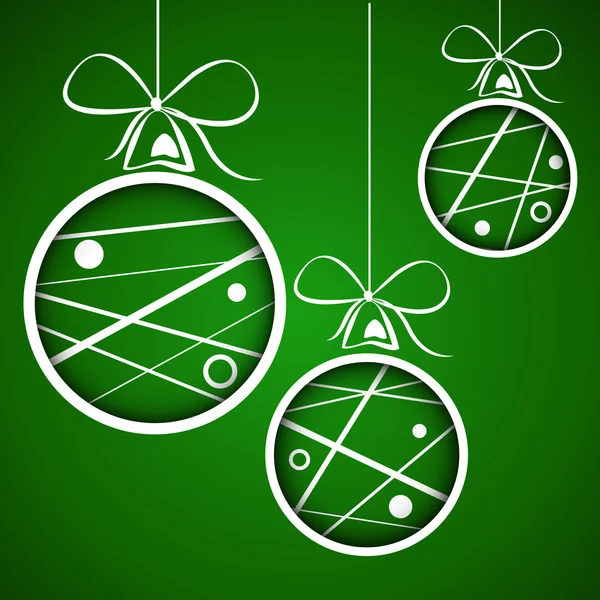 Koyu yeşil noktalı Noel topları karalanmış — Stok Vektör
