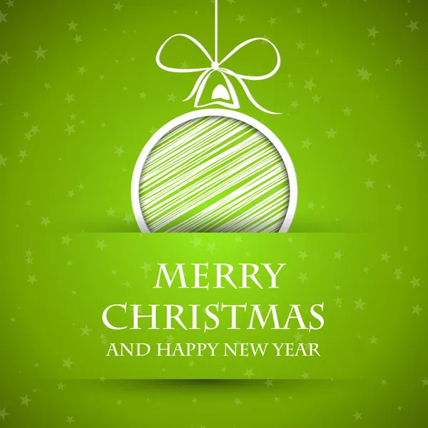 绿色圣诞节卡与明星和球 — 图库矢量图片