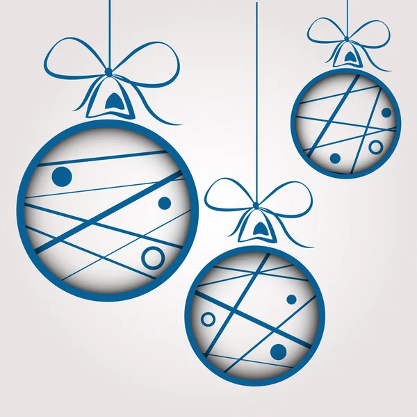 Branco azul pontilhado rabiscado bolas de Natal — Vetor de Stock