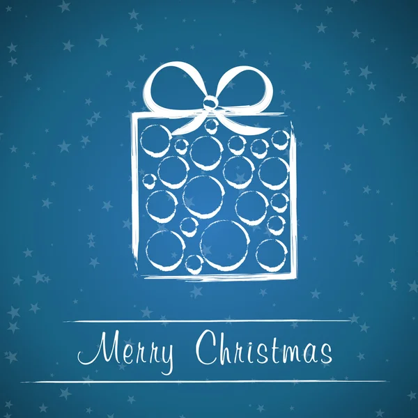 Donkere blauwe Kerstmis frame met cirkel gift — Stockvector