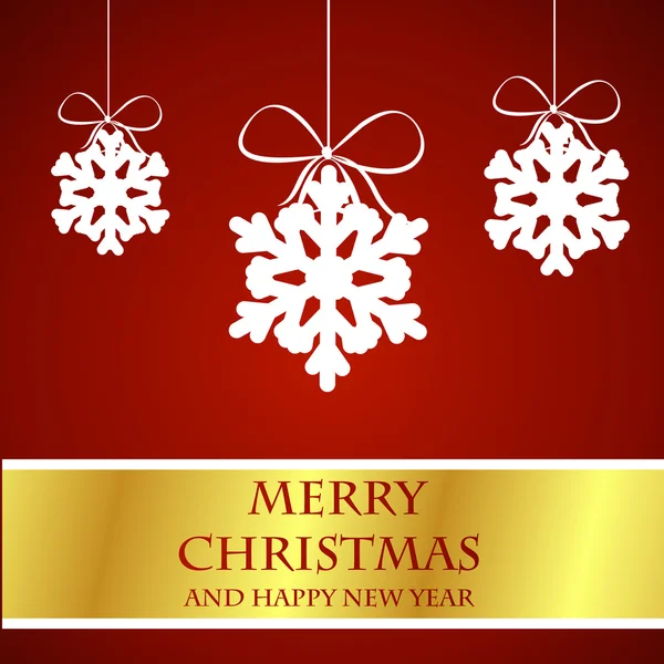 Carte de Noël dorée avec flocons de neige — Image vectorielle