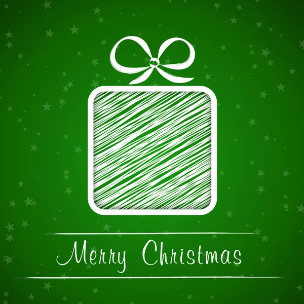 Donkere groene kerst frame met krabbelde gift — Stockvector