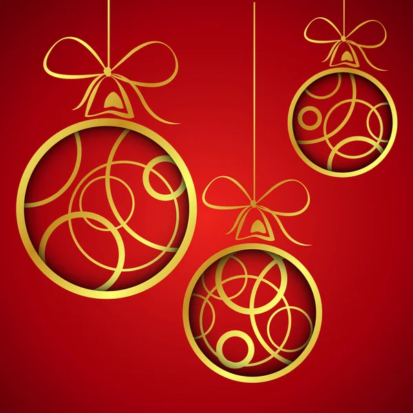 Bolas de Navidad círculo rojo dorado — Vector de stock