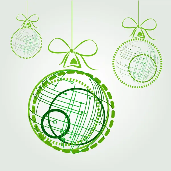Bolas de Natal verdes de alta tecnologia — Vetor de Stock