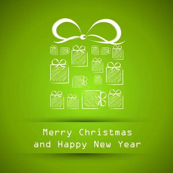 Zieloną ramką Boże Narodzenie prezent od prezenty — Wektor stockowy