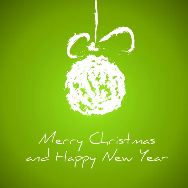 Green drawing christmas card with christmas ball — Stock Vector