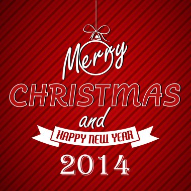 Kırmızı Noel kartı şerit ve retro tipografi ile