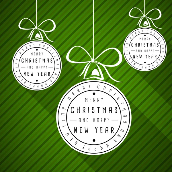 Sned grön julklappa randig kort med platt bollar — Stock vektor