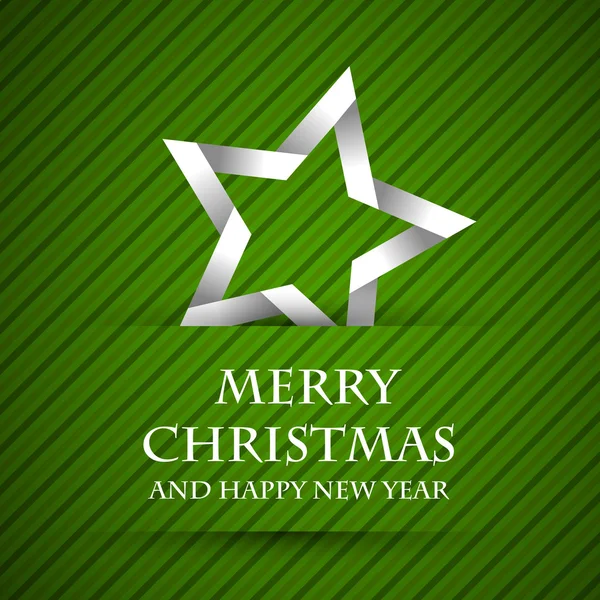 Tarjeta de navidad de rayas verdes con estrella — Archivo Imágenes Vectoriales