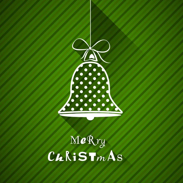 Carte de Noël à rayures vertes avec cloche — Image vectorielle