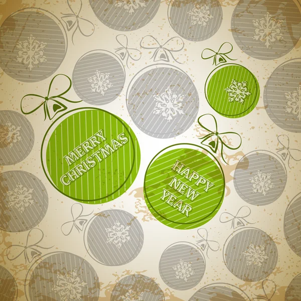 Carte de Noël vintage vert avec trois — Image vectorielle