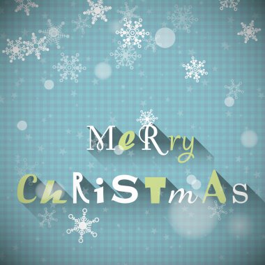 vlue Noel kartı kareler ve düşen kar taneleri