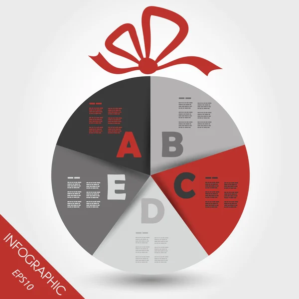 Anillo de infografía de Navidad roja con cinco opciones — Vector de stock