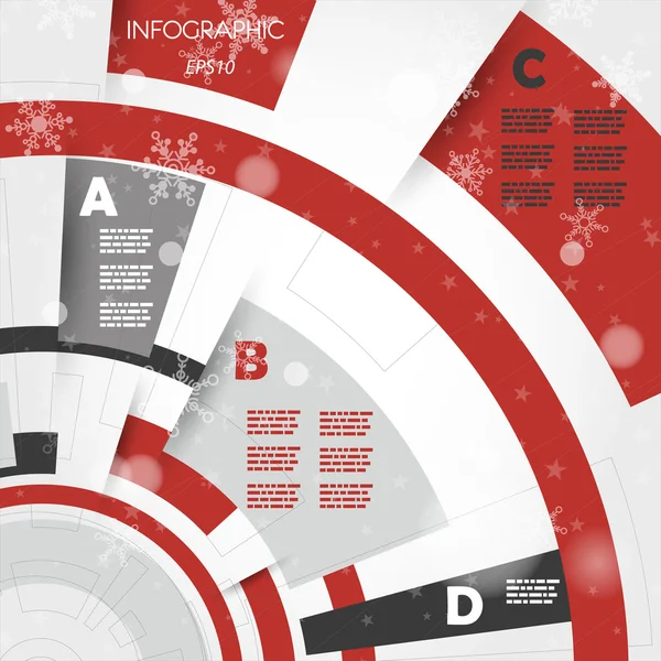 Kırmızı soyut Noel Infographic Yüzükler — Stok Vektör