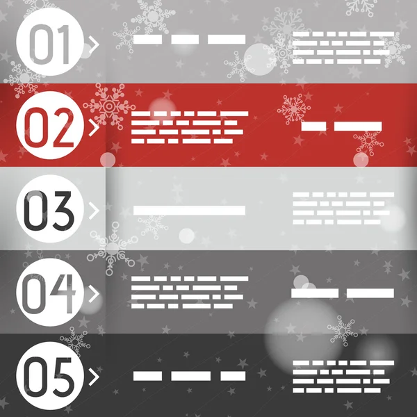 Červená vánoční infographic pět možností v kroužky — Stockový vektor