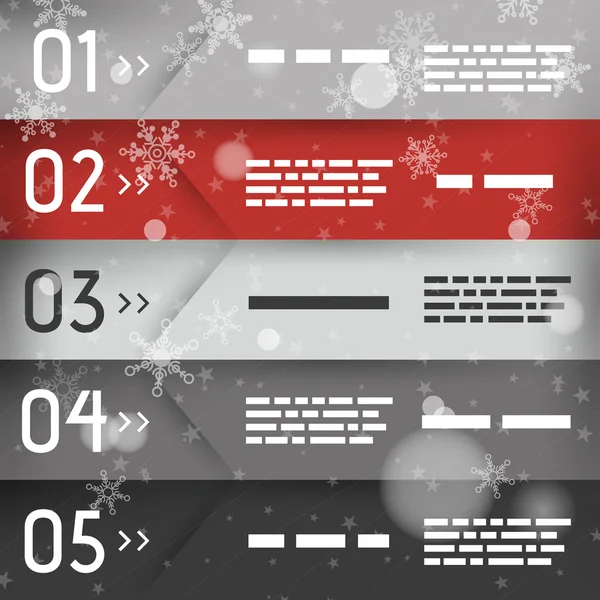 Red christmas infographic five oblique options — Stock Vector