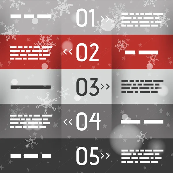 Red christmas infographic five options — Stock Vector