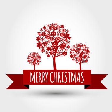 büyük şerit ile kırmızı Noel ağaçları