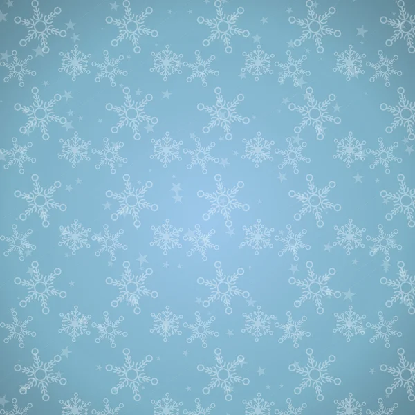 Fondo azul navidad con estrellas y copos de nieve — Vector de stock