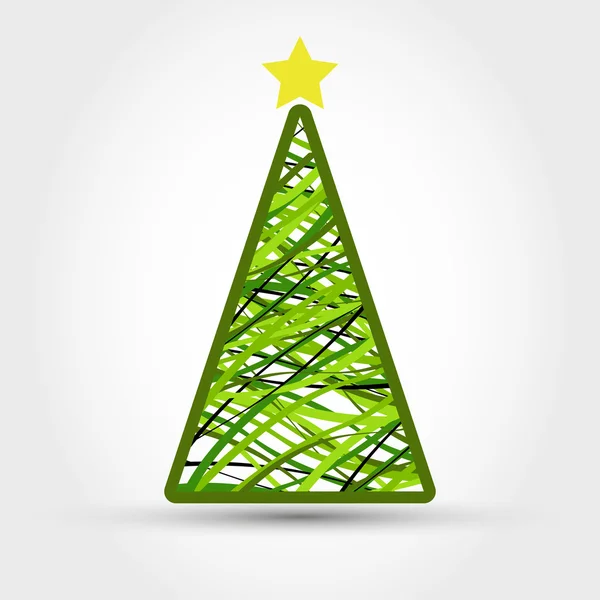 Grüner Weihnachtsbaum mit Bändern — Stockvektor